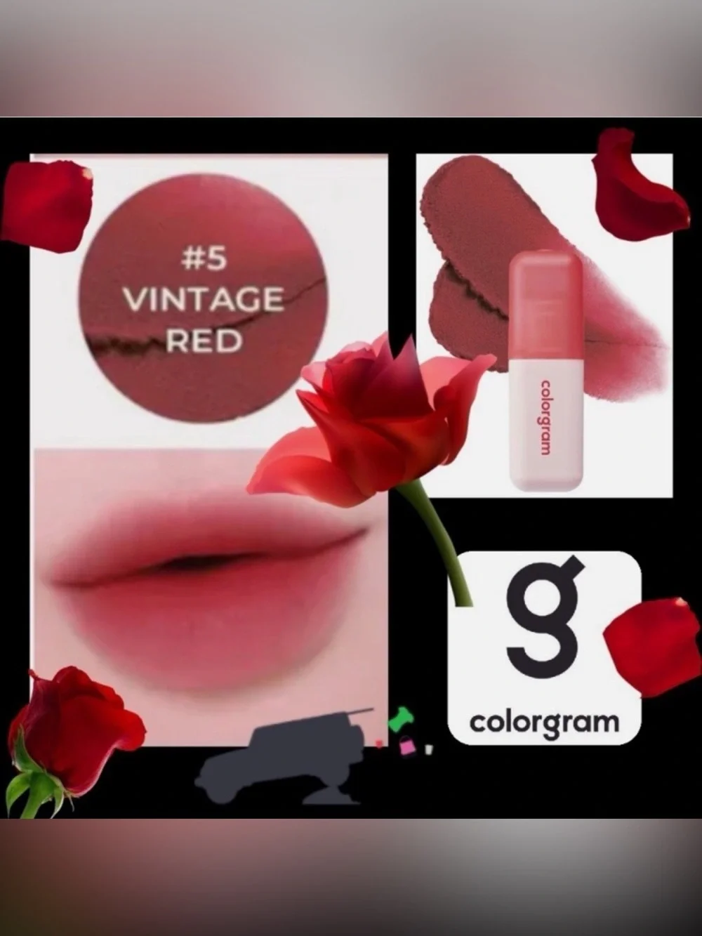 Colorgram Nude Blur Tint, Velvet Lip & Cheek Mousse, Matte #05 Vintage Red NEW